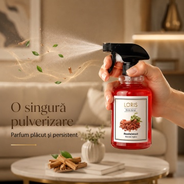 Spray Odorizant Loris Pafum SandalWood, 500 ml, pentru Cameră, Hol, Baie și Auto, Aromă Lemnoasă de Santal - Img 7