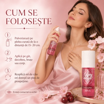 Spray Parfumat pentru Corp V.V. Love Cherry Delight, 150 ml, Damă, Aromă Dulce Fructată de Cireșe - Img 5