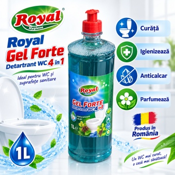 Detartrant WC 4 în 1 Cloret Gel Forte, Curăță, Igienizează, Îndepărtează Calcarul și Parfumează, pentru Toaletă și Obiecte Sanitare, 1 L