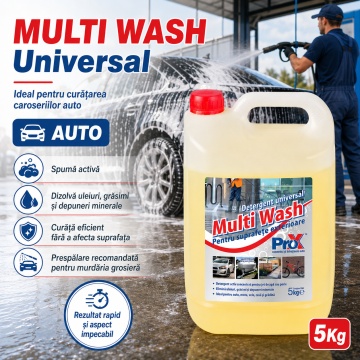 Detergent universal concentrat Multi Wash PRO X, pentru suprafețe exterioare, fațade, pavele, ciment, piatră, lemn, auto, moto, barcă, rulotă, 5 Kg, 4x Stickere - Img 3