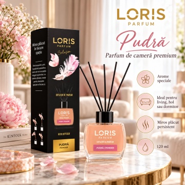 Loris Parfum Pudră 120 ml – Odorizant de Cameră cu Bețișoare Parfumate - Img 2