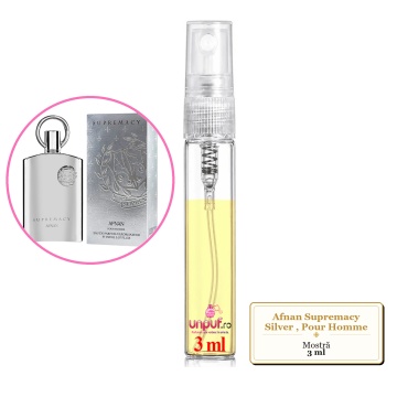 Mostra fiola din Parfumul Afnan Supremacy Silver, Pour Homme, decant sticla cu pulverizator - Img 3