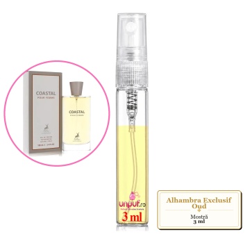 Mostra fiola din Parfumul Alhambra Exclusif Oud, decant sticla cu pulverizator
