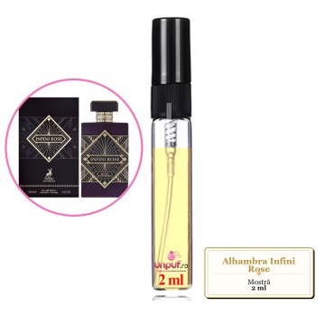 Mostra fiola din Parfumul Alhambra Infini Rose, decant sticla cu pulverizator
