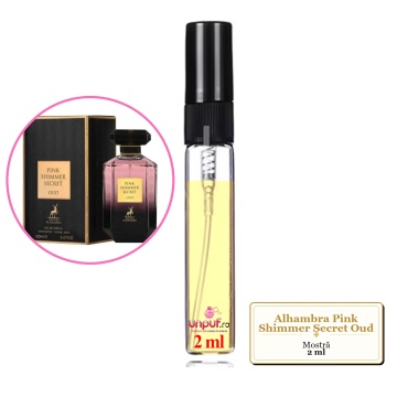 Mostra fiola din Parfumul Alhambra Pink Shimmer Secret Oud, decant sticla cu pulverizator - Img 2