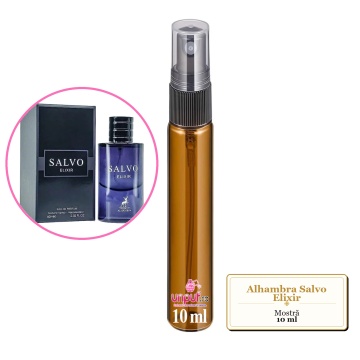 Mostra fiola din Parfumul Alhambra Salvo Elixir, decant sticla cu pulverizator