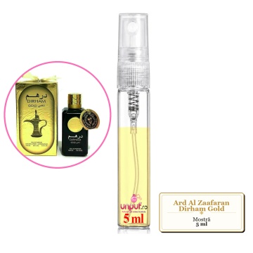 Mostra fiola din Parfumul Ard Al Zaafaran Dirham Gold, decant sticla cu pulverizator - Img 4