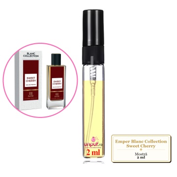 Mostra fiola din Parfumul Emper Blanc Collection Sweet Cherry, decant sticla cu pulverizator