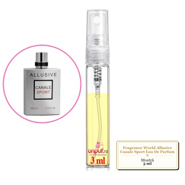 Mostra fiola din Parfumul Fragrance World Allusive Canale Sport Eau De Parfum, decant sticla cu pulverizator