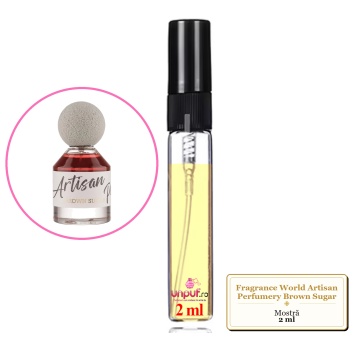 Mostra fiola din Parfumul Fragrance World Artisan Perfumery Brown Sugar, decant sticla cu pulverizator