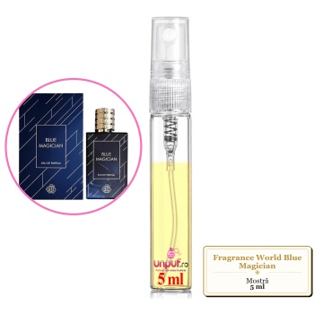 Mostra fiola din Parfumul Fragrance World Blue Magician, decant sticla cu pulverizator - Img 4