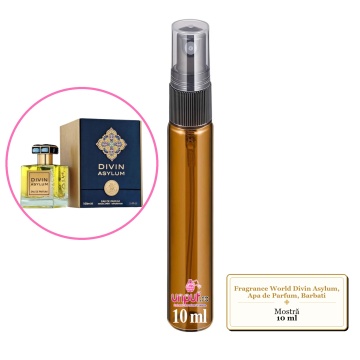 Mostra fiola din Parfumul Fragrance World Divin Asylum, Apa de Parfum, Barbati, decant sticla cu pulverizator