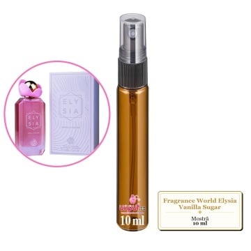 Mostra fiola din Parfumul Fragrance World Elysia Vanilla Sugar, decant sticla cu pulverizator