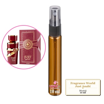 Mostra fiola din Parfumul Fragrance World Just Anabi, decant sticla cu pulverizator