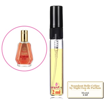 Mostra fiola din Parfumul Fragrance World Scandant Belle Celine by Night Eau de Parfum, decant sticla cu pulverizator