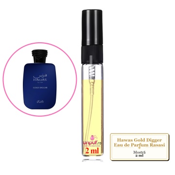 Mostra fiola din Parfumul Hawas Gold Digger Eau de Parfum Rasasi , decant sticla cu pulverizator - Img 4