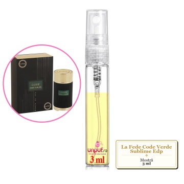 Mostra fiola din Parfumul La Fede Code Verde Sublime Edp, decant sticla cu pulverizator - Img 2