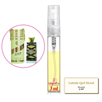 Mostra fiola din Parfumul Lattafa Oud Mood, decant sticla cu pulverizator - Img 2