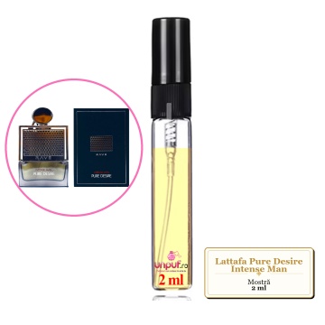 Mostra fiola din Parfumul Lattafa Pure Desire Intense Man, decant sticla cu pulverizator