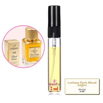 Mostra fiola din Parfumul Lorinna Paris Blood Amber, decant sticla cu pulverizator