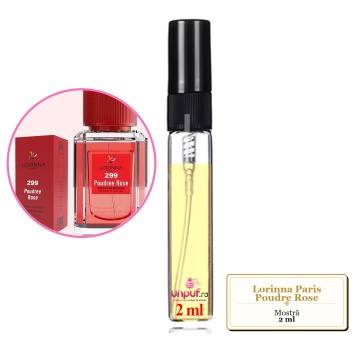 Mostra fiola din Parfumul Lorinna Paris Poudre Rose, decant sticla cu pulverizator