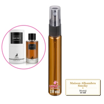 Mostra fiola din Parfumul Maison Alhambra Smoky, decant sticla cu pulverizator