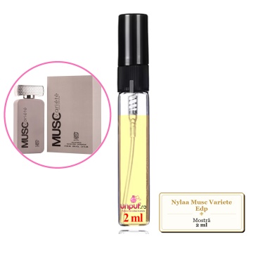 Mostra fiola din Parfumul Nylaa Musc Variete Edp, decant sticla cu pulverizator
