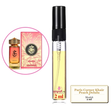 Mostra fiola din Parfumul Paris Corner Khair Peach Delulu, decant sticla cu pulverizator