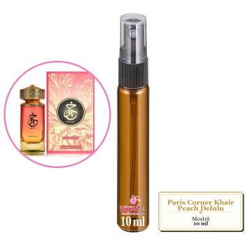 Mostra fiola din Parfumul Paris Corner Khair Peach Delulu, decant sticla cu pulverizator