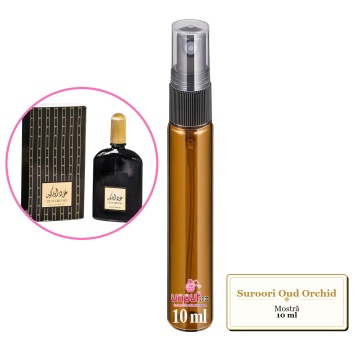 Mostra fiola din Parfumul Suroori Oud Orchid, decant sticla cu pulverizator
