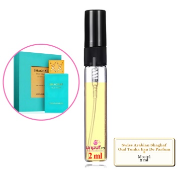 Mostra fiola din Parfumul Swiss Arabian Shaghaf Oud Tonka Eau De Parfum, decant sticla cu pulverizator
