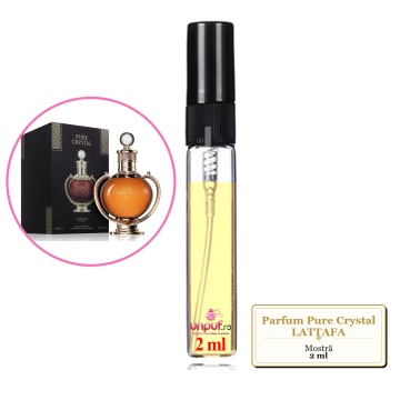 Mostra Fiola Din Pure Crystal Lattafa, Decant Sticla Cu Pulverizator