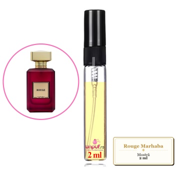 Mostra fiola din Rouge Marhaba, decant sticla cu pulverizator
