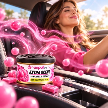 Odorizant Auto Unpuf Extra Scent Bubble Gum, Parfum Auto Dulce, Intensitate Reglabilă, Până la 60 Zile, 40g - Img 5