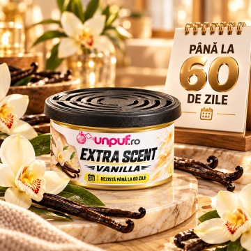 Odorizant Auto Unpuf Extra Scent Vanilla, Parfum Auto cu Aromă de Vanilie, Intensitate Reglabilă, Până la 60 Zile, 40g - Img 4