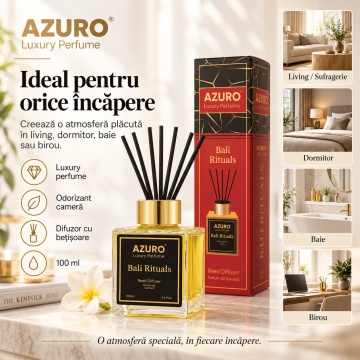 Odorizant Cameră Azuro Bali Rituals Luxury Perfume, Difuzor cu Bețișoare, Aromă Lemnoasă, Parfum Ambiental, 100 ml - Img 3