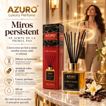 Odorizant Cameră Azuro Coffee & Vanilla Luxury Perfume – 100 ml - Img 3