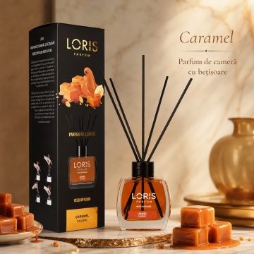 Odorizant de Cameră cu Bețișoare Parfumate Loris Caramel, 120 ml, Esență Caramel, Miros Dulce și Persistent - Img 2