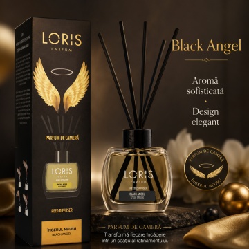 Odorizant de Cameră cu Bețișoare Parfumate Loris Îngerul Negru, 120 ml, Esență Black Angel, Miros Elegant și Persistent - Img 5