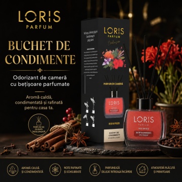 Odorizant de Cameră cu Bețișoare Parfumate Loris Parfum Buchet de Condimente, 120 ml, Esență Condimentată, Miros Cald și Persistent - Img 2