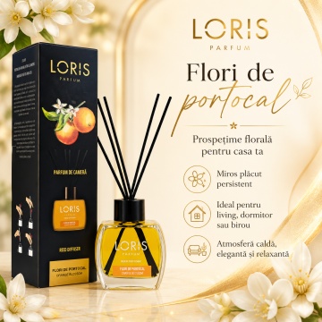 Odorizant de Cameră cu Bețișoare Parfumate Loris Parfum Flori de Portocal, 120 ml, Esență Floral Citrică, Miros Plăcut și Persistent - Img 6