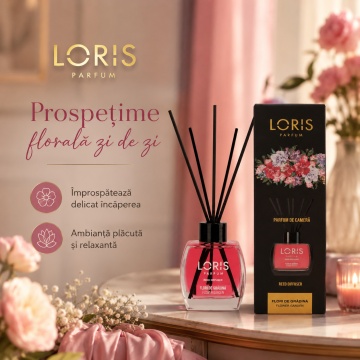 Odorizant de Cameră cu Bețișoare Parfumate Loris Parfum Flori de Grădină, 120 ml, Esență Florală, Miros Plăcut și Persistent - Img 5