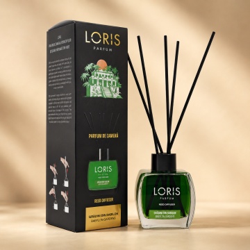 Odorizant de Cameră cu Bețișoare Parfumate Loris Parfum Grădini din Babilon, 120 ml, Esență Babylon Gardens, Miros Elegant și Persistent