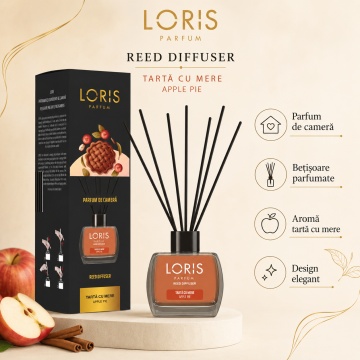 Odorizant de Cameră cu Bețișoare Parfumate Loris Parfum Tartă cu Mere, 120 ml, Esență Apple Pie, Miros Cald și Persistent - Img 5