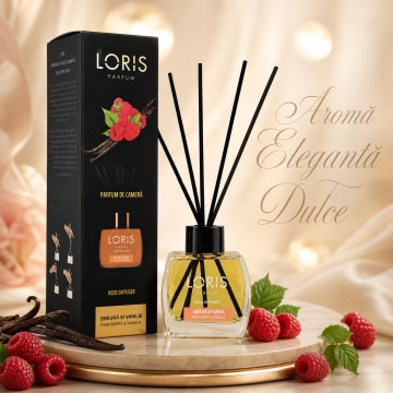 Odorizant de Cameră cu Bețișoare Parfumate Loris Zmeură și Vanilie, 120 ml, Esență Raspberry & Vanilla, Miros Dulce și Persistent - Img 7