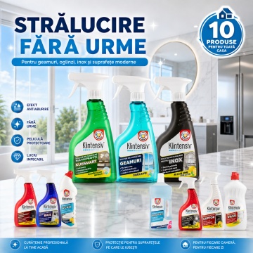 Pachet complet solutii curatenie Klintensiv HOME 10 Casa Completa, pentru bucatarie, baie, WC, geamuri, pardoseli, inox, cuptor si plita, 10 produse, 5,75 L, 4x Stickere - Img 4