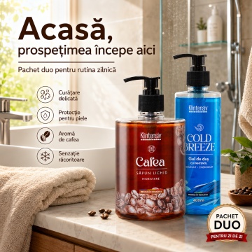 Pachet ingrijire corp Klintensiv – sapun lichid Cafea 500 ml si gel de dus hidratant Cold Breeze 400 ml, 500 ml + 400 ml - Img 5