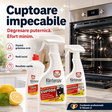 Pachet solutii curatenie bucatarie Klintensiv, degresant, solutie cuptor si detergent de vase, pentru grasime arsa si murdarie persistenta, 3x 500 ml, 4x Stickere - Img 4
