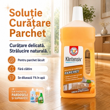 Pachet solutii curatenie pardoseli, parchet si suprafete Klintensiv KlinSmart, detergent pardoseli, solutie parchet si protectie remanenta, 3 produse, 2,5 L, 4x Stickere - Img 4