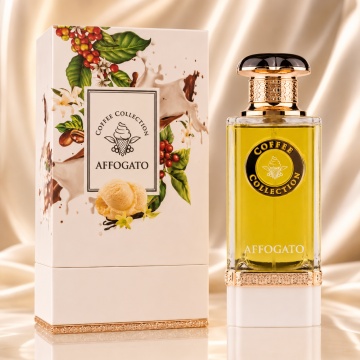 Parfum Arăbesc Affogato Eau de Parfum 100 ml, Unisex Damă și Bărbat, Aromă Gourmand Cafea Vanilie cu Espresso, Bergamotă, Cardamom, Lapte Cremos, Caramel, Iasomie, Tonka, Cacao, Mosc și Vanilie